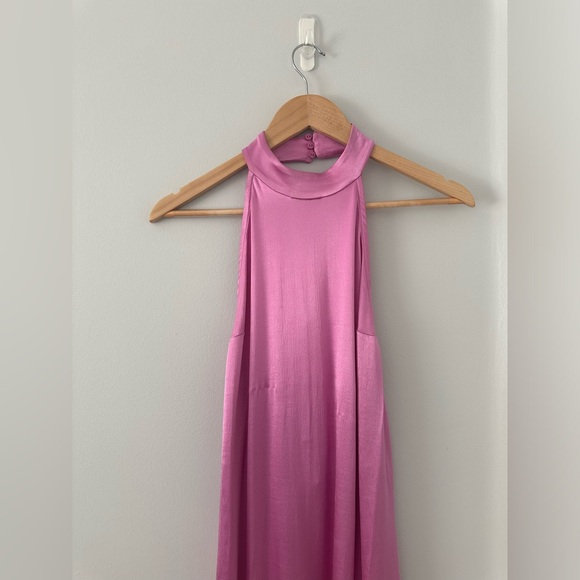 NWT ZARA Pink Satin Backless High-Neck Dress, M - Picture 3 of 7